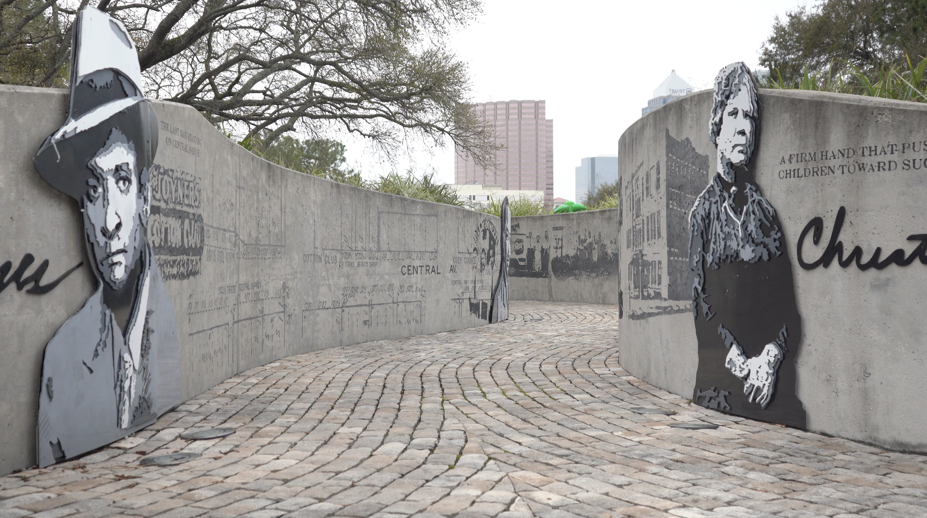 Murals and pathway in downtown Tampa