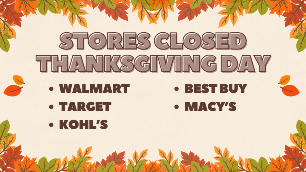 Stores closed Thanksgiving day: Walmart, Target, Kohl's, Best Buy, Macy's